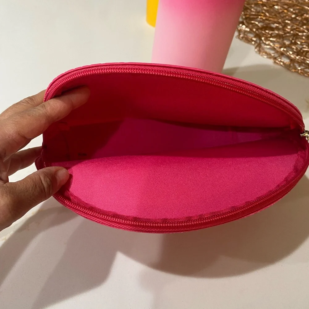 Guess Pink Cosmetic Bag with Croc-Embossed Texture